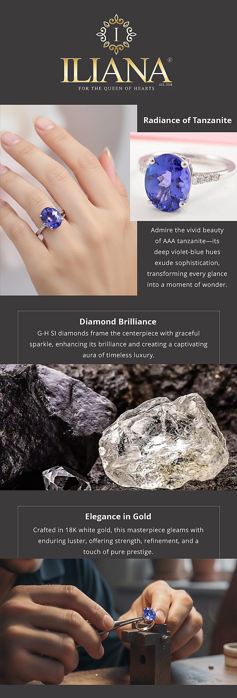 Certified & Appraised Iliana 18K White Gold AAA Tanzanite and G-H SI Diamond Ring 3.50 ctw Banner