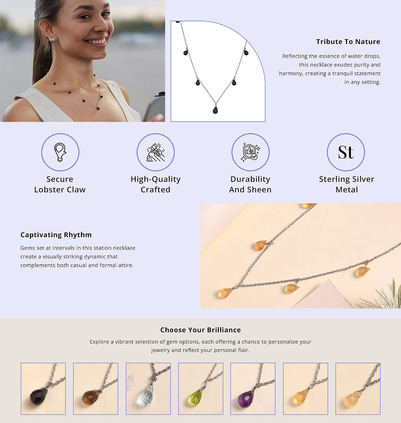 Multi Gemstone Chips Necklace in Sterling Silver Banner