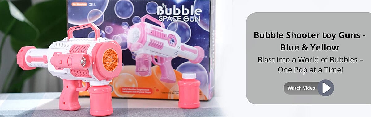 Bubble Shooter toy Guns - Blue & Yellow Banner