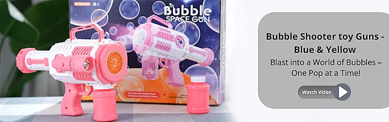Bubble Shooter toy Guns - Blue & Yellow Banner