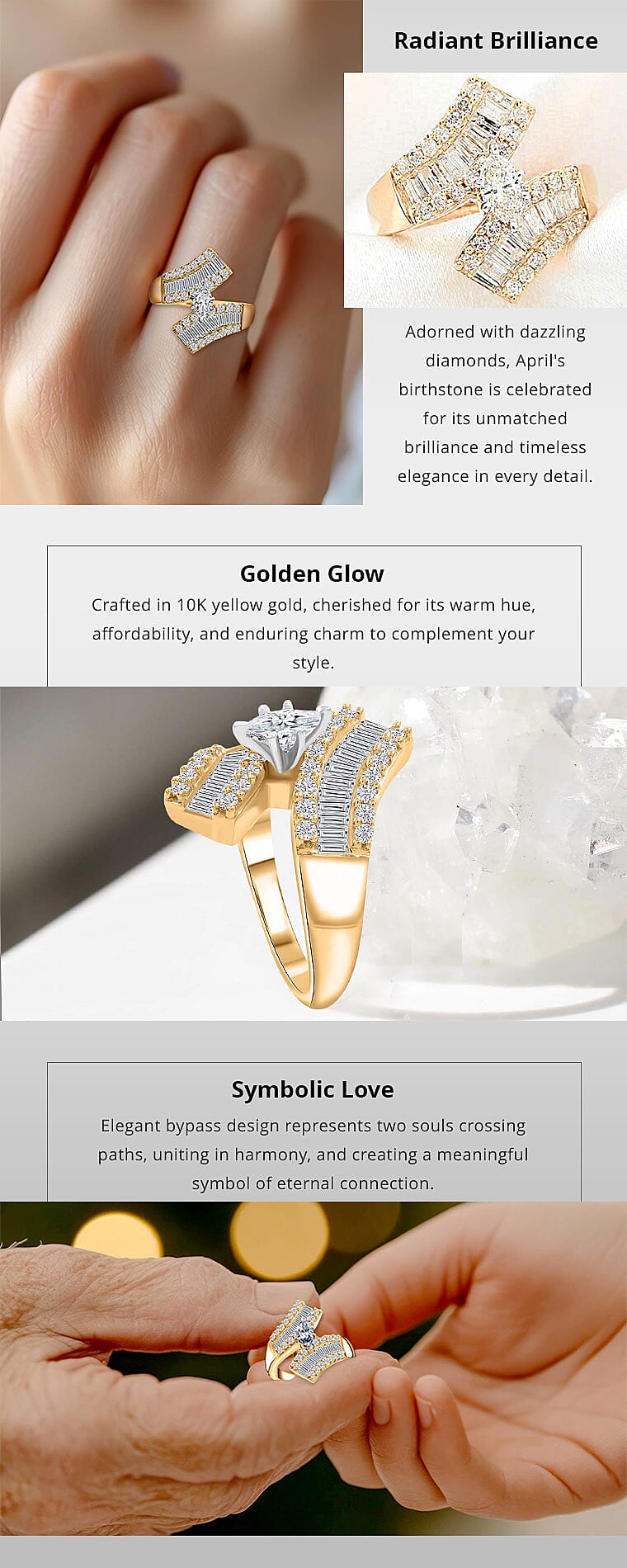 G-H Diamond 1.25 ctw Bypass Ring in 10K Yellow Gold Banner