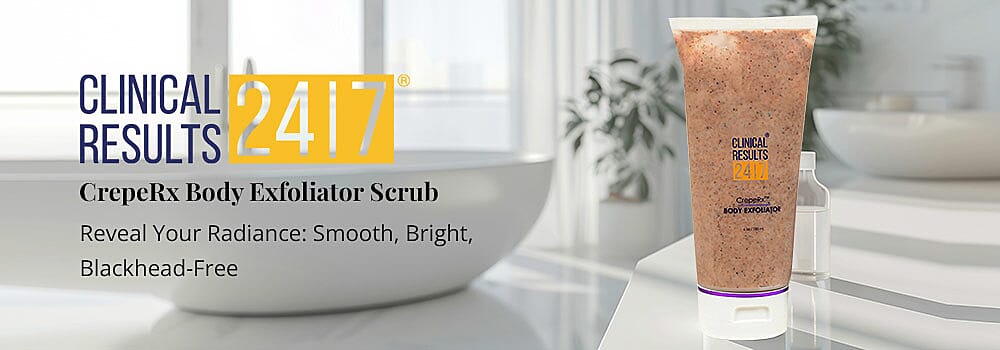 Clinical Results CrepeRx Body Exfoliator Scrub Banner