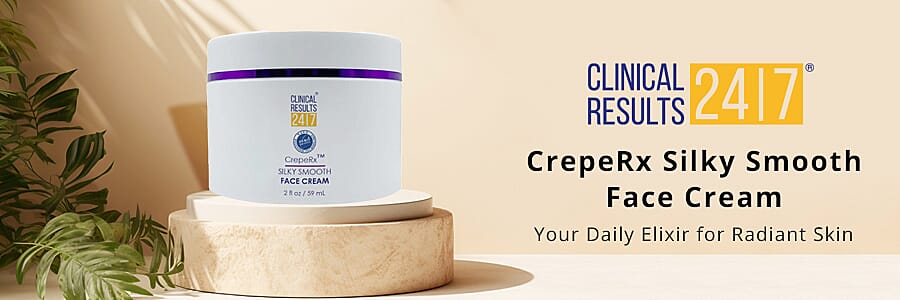 Clinical Results CrepeRx Silky Smooth Face Cream Banner