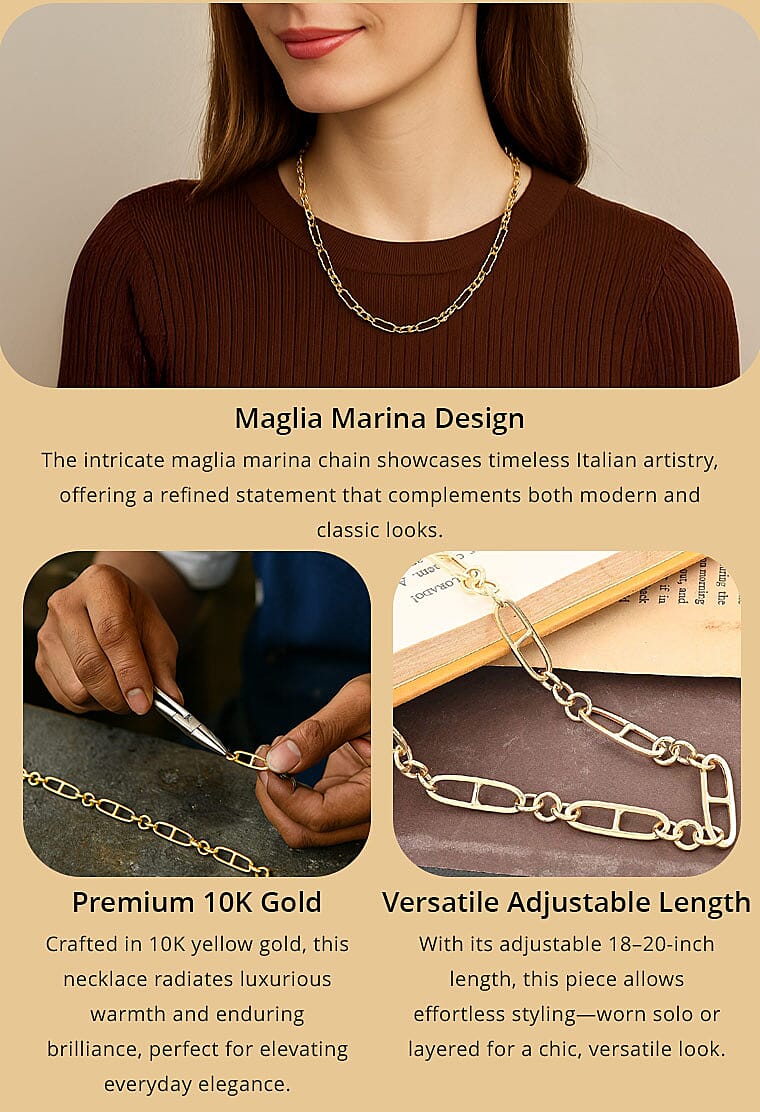 Maglia Marina Italian 10K Yellow Gold Necklace 18-20 Inches 9.23 Grams Banner