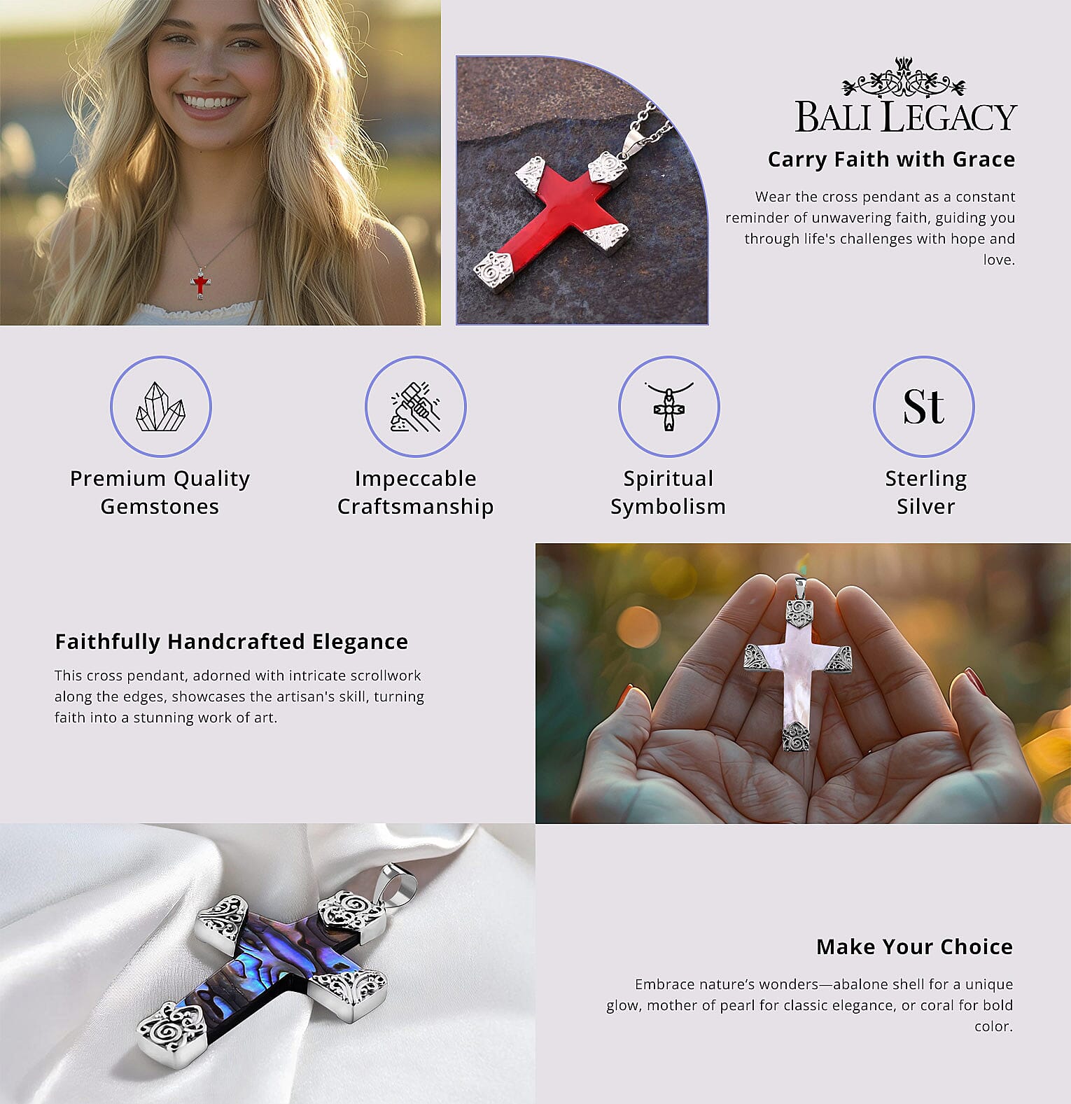 Bali Legacy Cross Pendant in Sterling Silver Banner