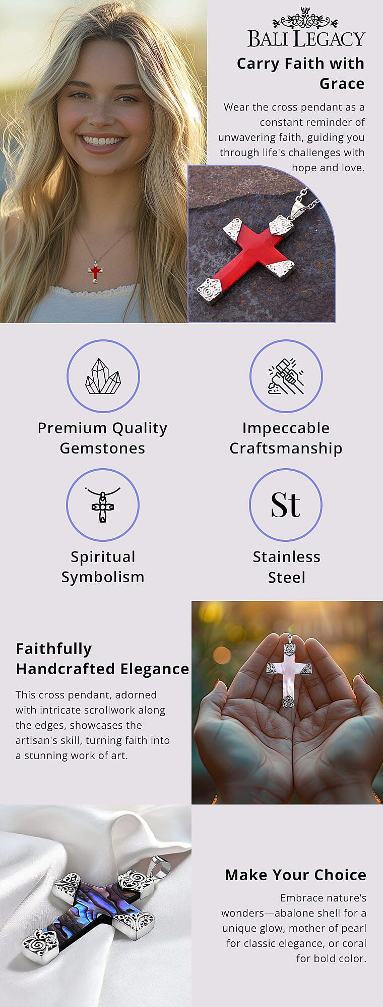 Bali Legacy Cross Pendant in Sterling Silver Banner