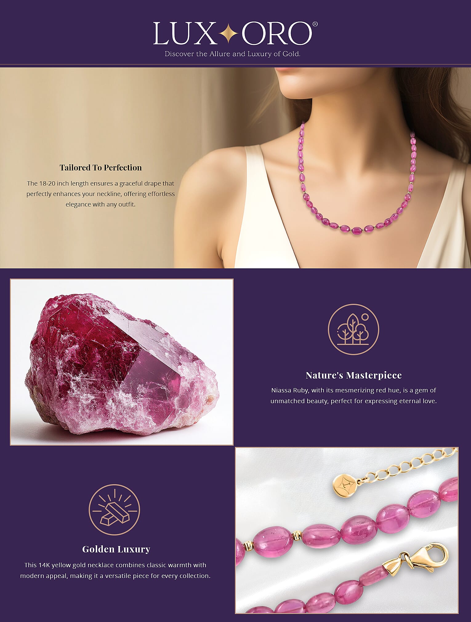 Certified & Appraised Luxoro AAA Niassa Ruby (FF) 105.00 ctw Beaded Necklace Banner