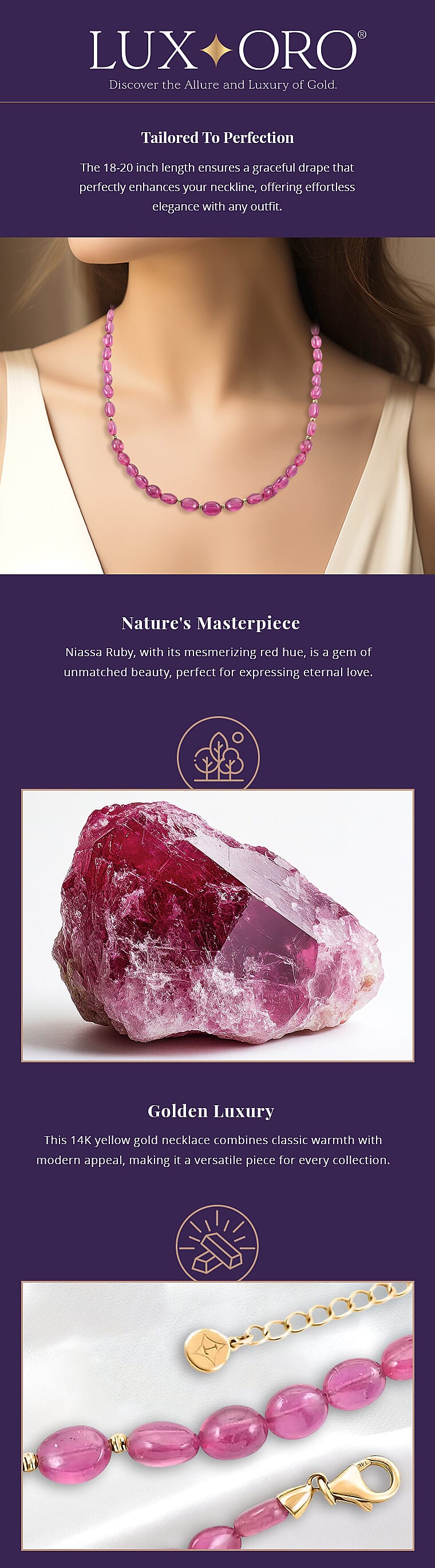 Certified & Appraised Luxoro AAA Niassa Ruby (FF) 105.00 ctw Beaded Necklace Banner