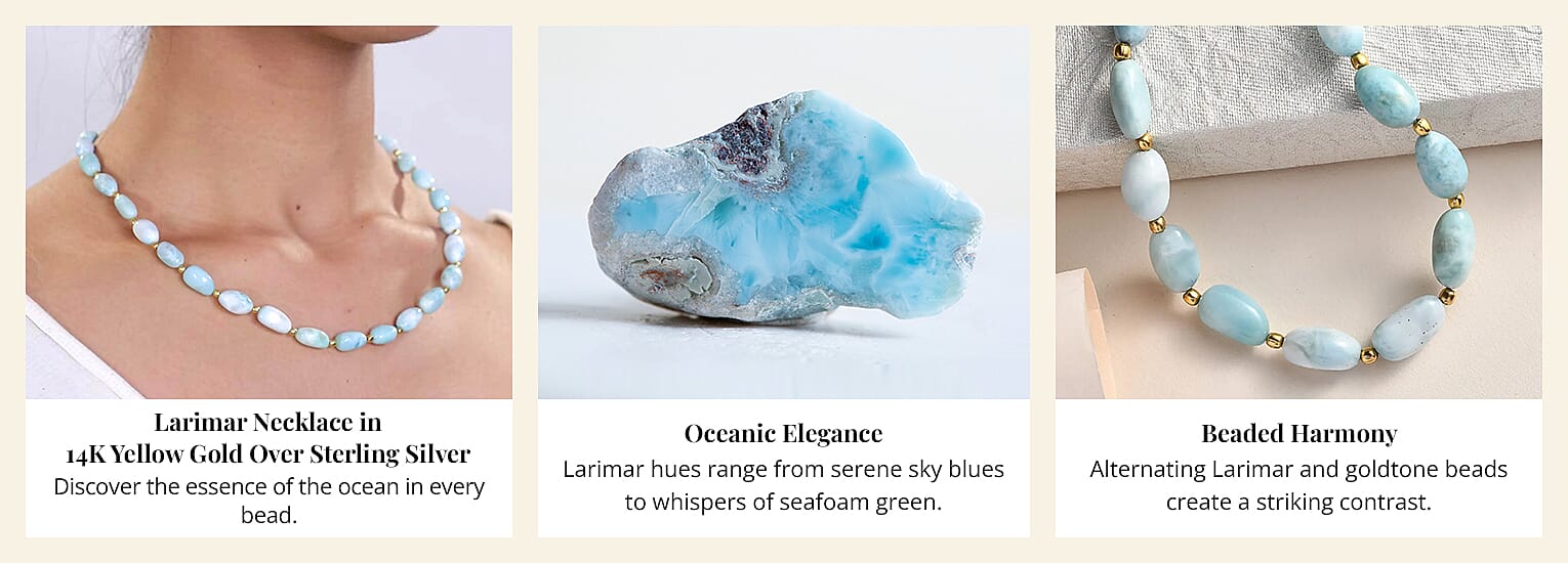 Larimar Necklace in 14K Yellow Gold Over Sterling Silver Banner