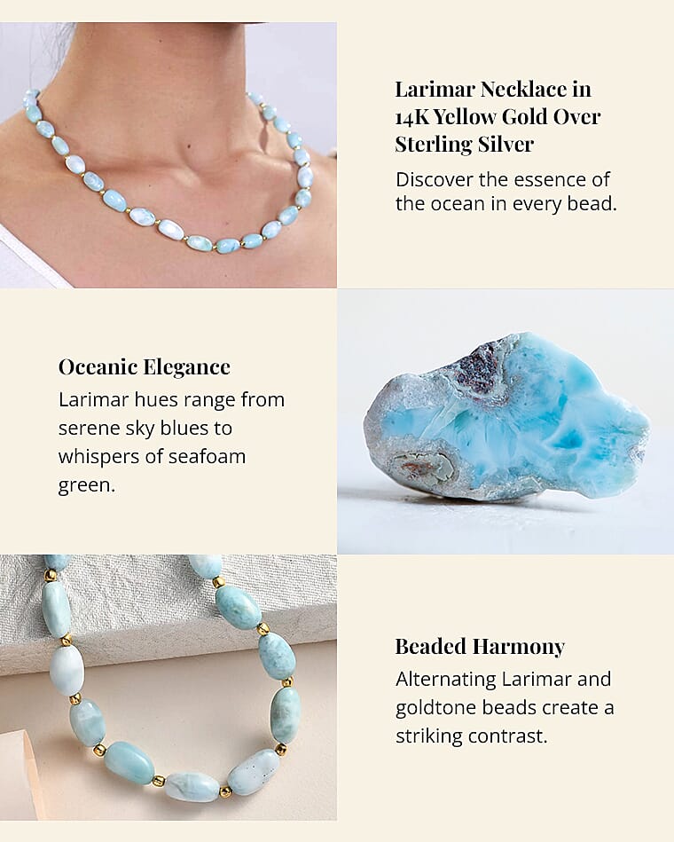 Larimar Necklace in 14K Yellow Gold Over Sterling Silver Banner