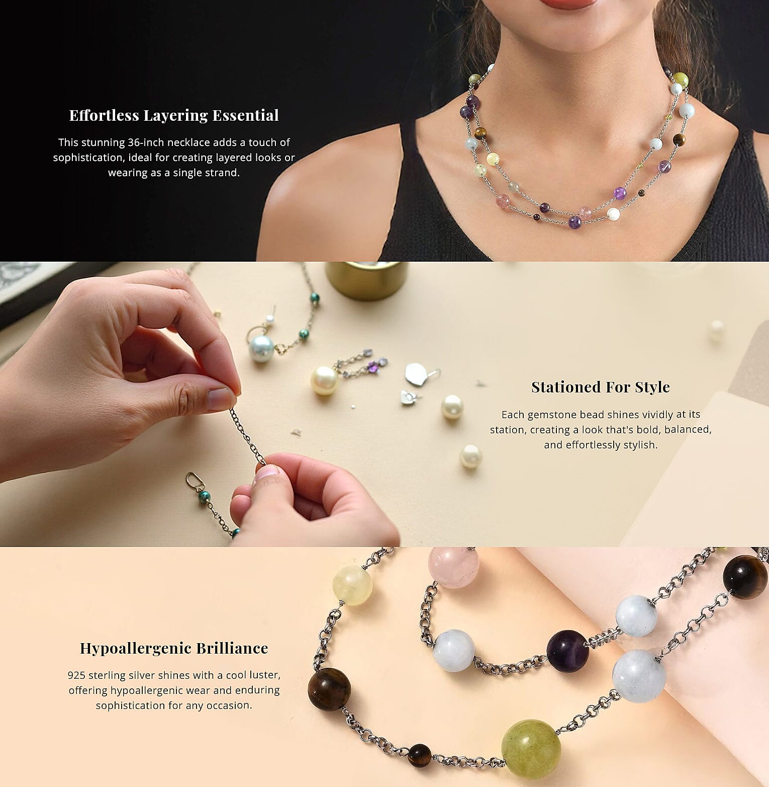 Multi Gemstone 115.00 ctw Station Necklace 36 Inches Banner