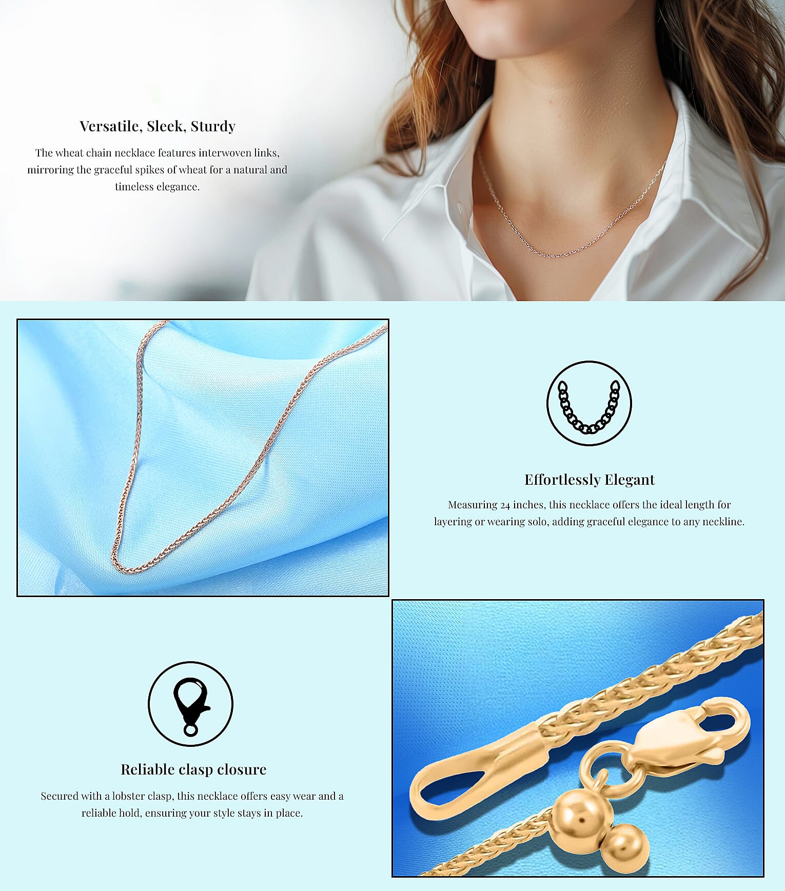 Wheat Chain Necklace in Sterling Silver Banner