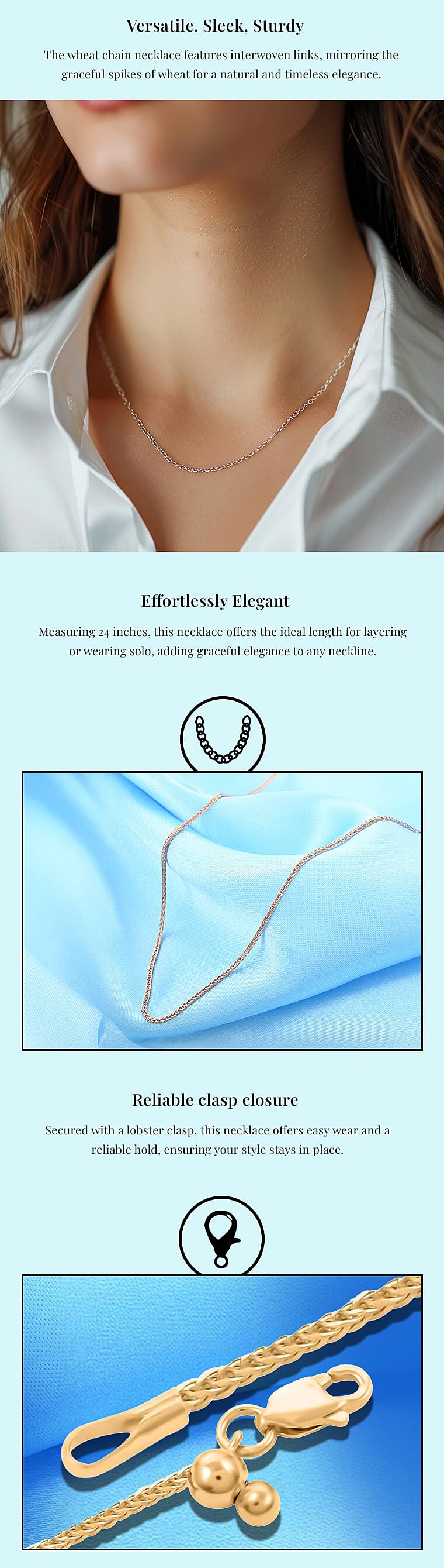 Wheat Chain Necklace in Sterling SilverBanner