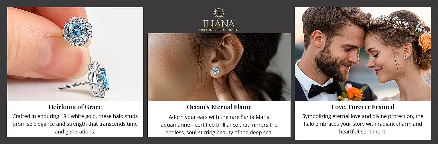 Certified & Appraised Iliana AAA Santa Maria Aquamarine and G-H SI Diamond Banner