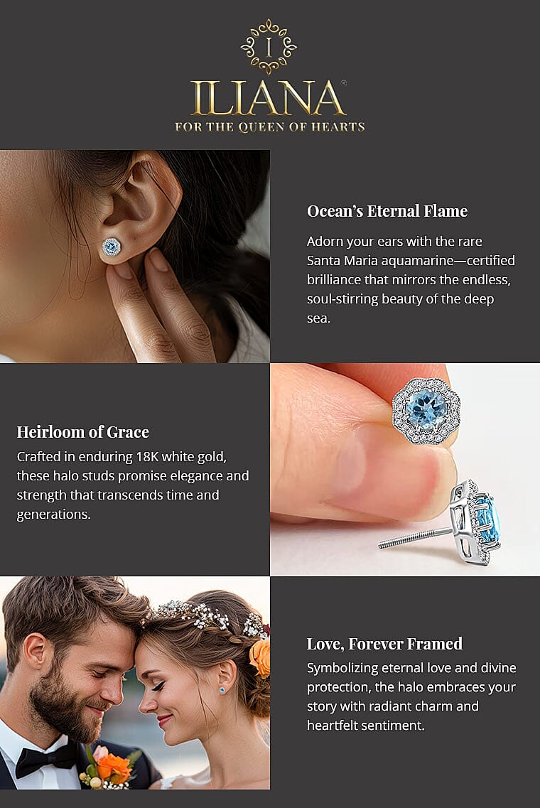 Certified & Appraised Iliana AAA Santa Maria Aquamarine and G-H SI Diamond Banner