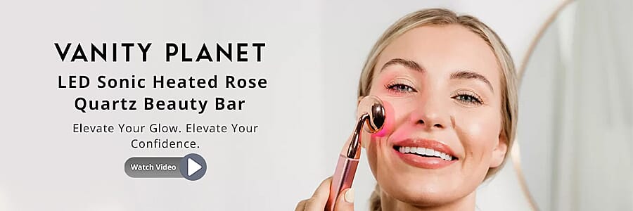 VANITY PLANET LED Sonic Heated Rose Quartz Beauty Bar Banner
