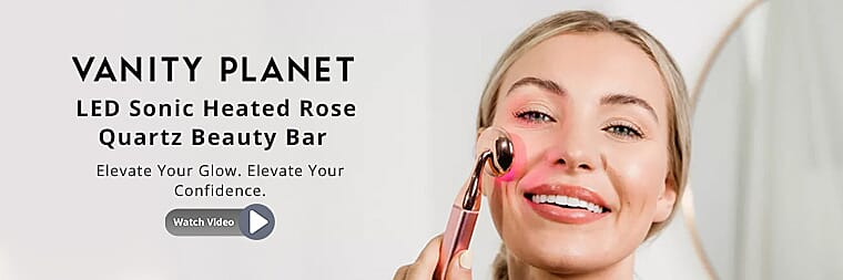 VANITY PLANET LED Sonic Heated Rose Quartz Beauty Bar Banner