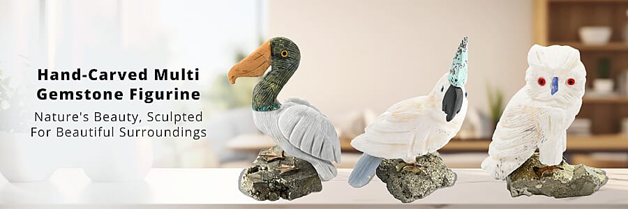 Hand-Carved Multi Gemstone Figurine Banner