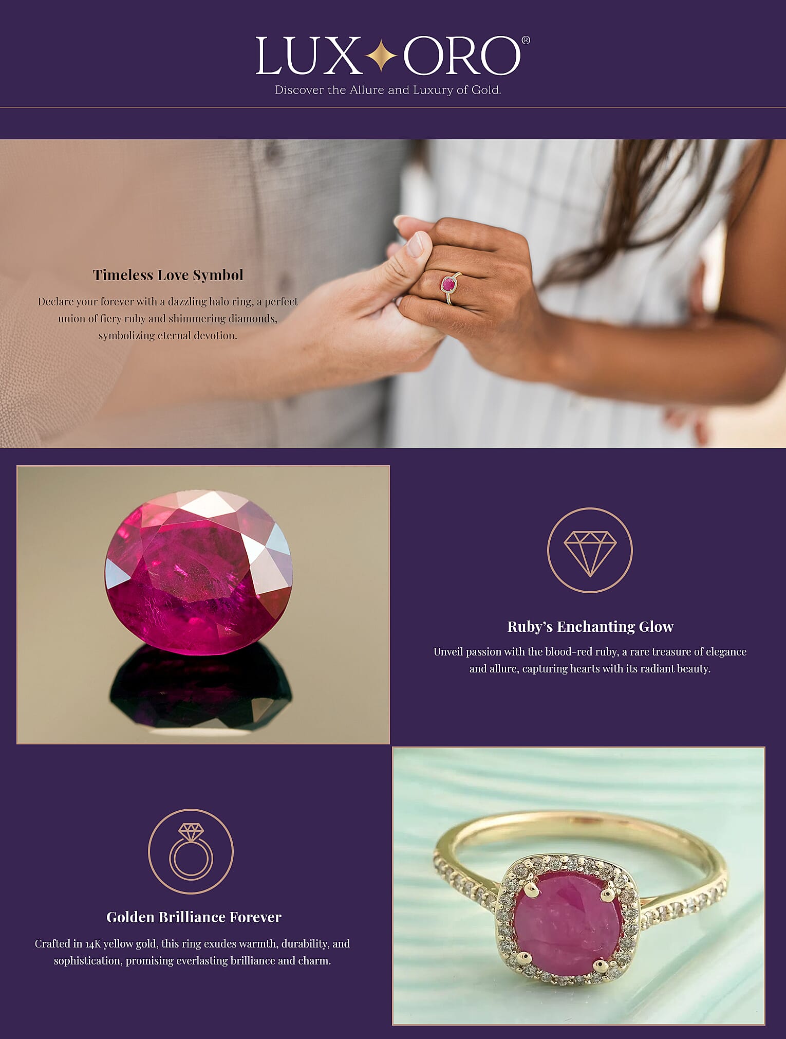 Luxoro 14K Yellow Gold AAA Mozambique Ruby, Diamond Banner