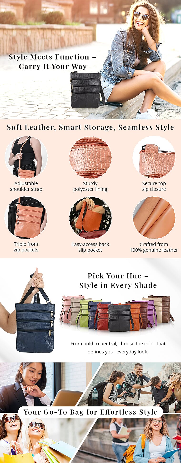 Black Genuine Leather Croco Embossed Crossbody Bag Banner