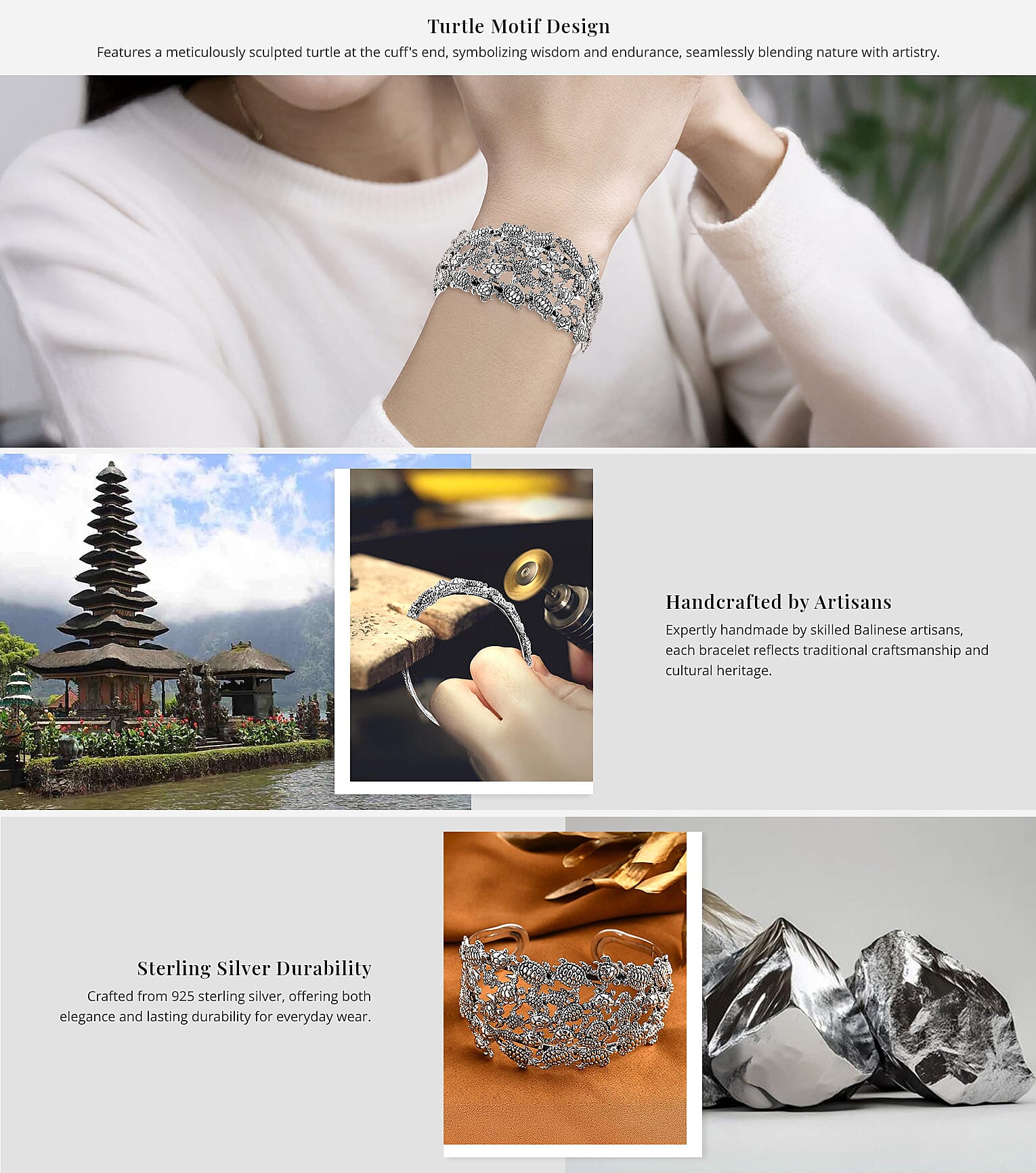 Bali Legacy Turtle Cuff Bracelet in Sterling Silver Banner