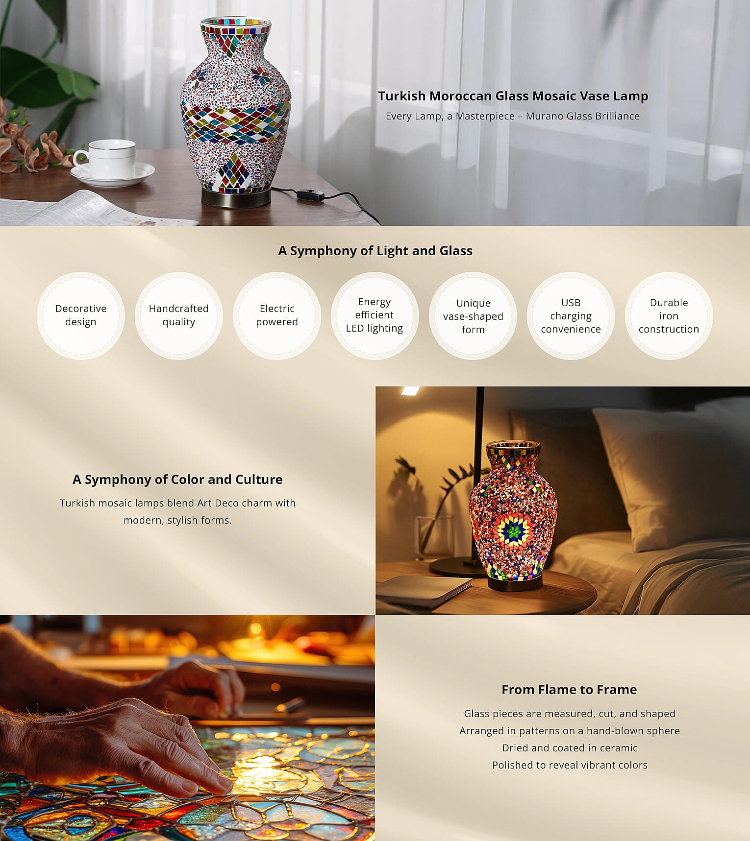 Turkish Moroccan Glass Mosaic Vase Lamp Banner