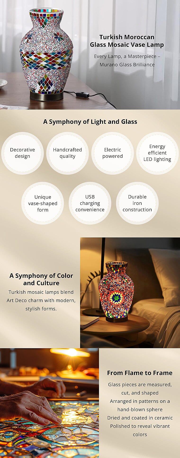 Turkish Moroccan Glass Mosaic Vase Lamp Banner