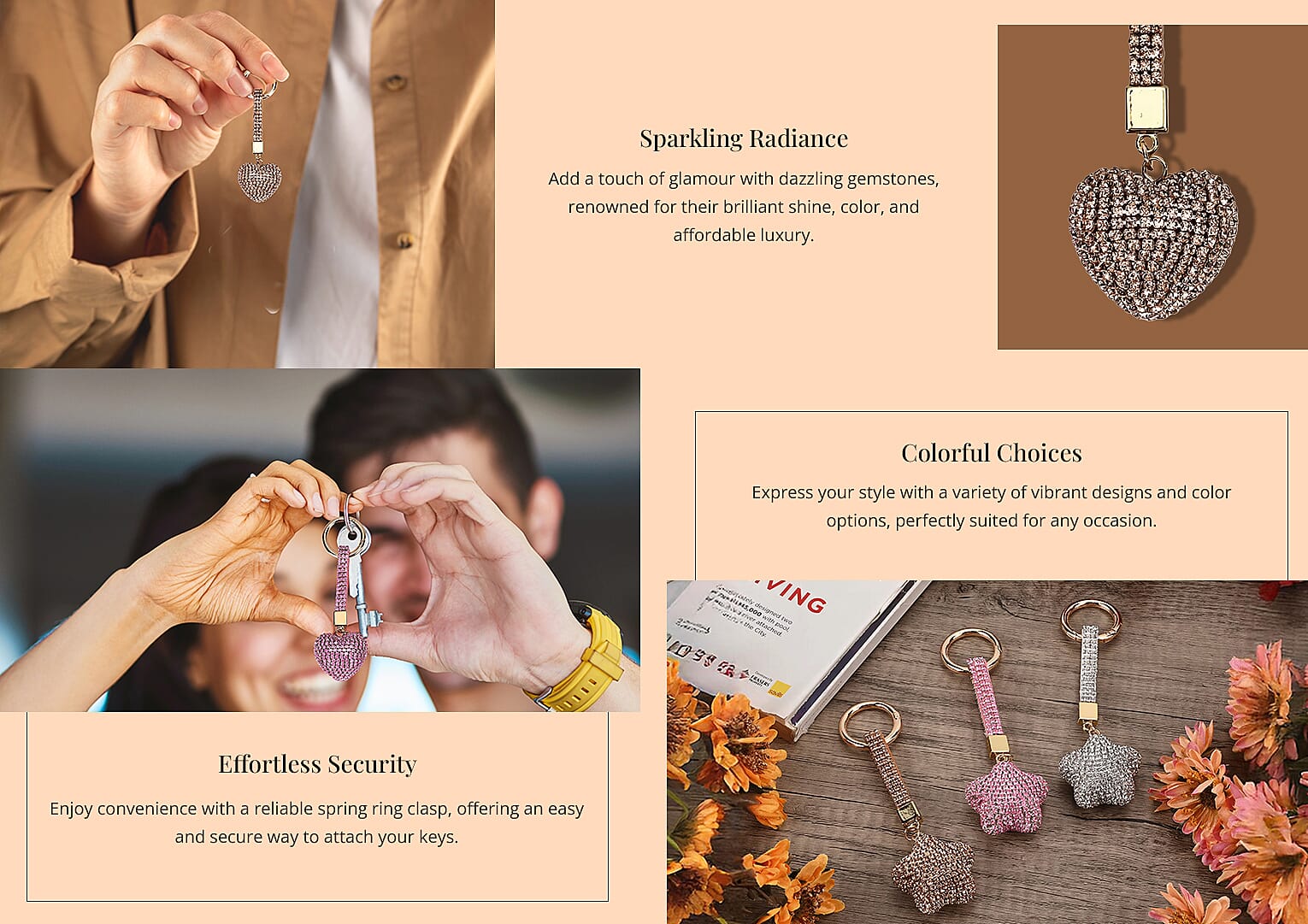 Heart Keychain in Goldtone Banner