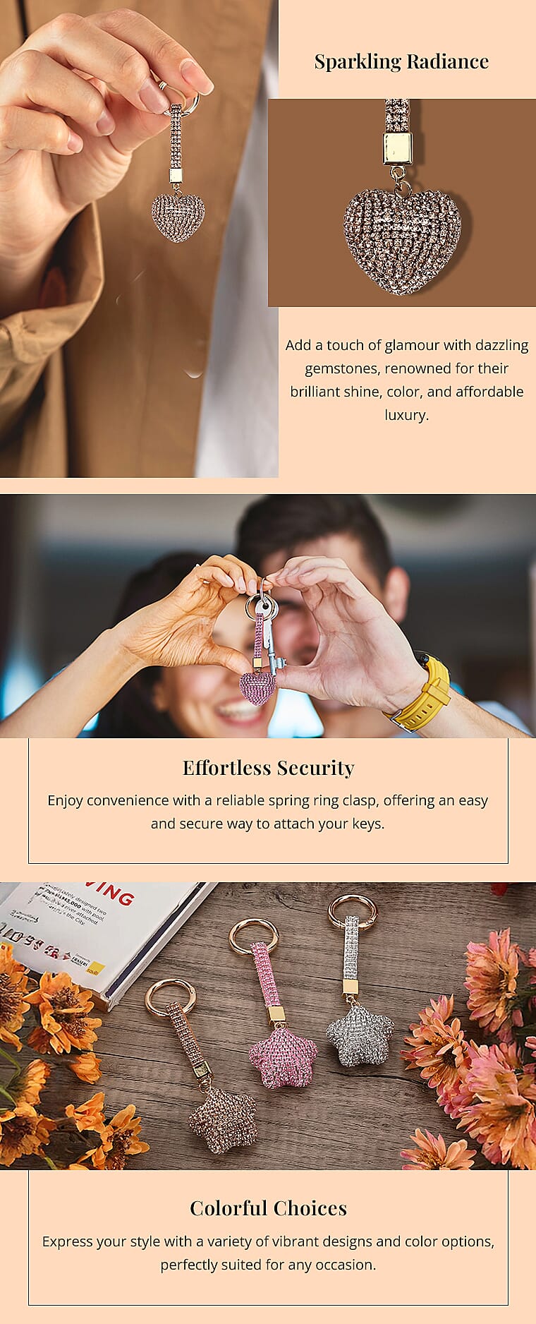 Heart Keychain in GoldtoneBanner