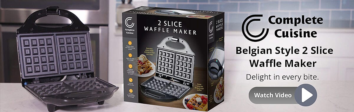 Complete Cuisine Belgian Style 2 Slice Waffle Maker Banner