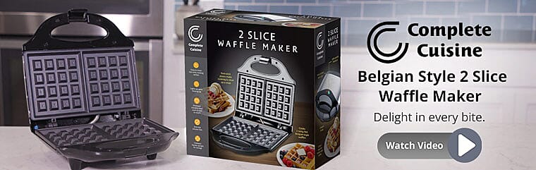 Complete Cuisine Belgian Style 2 Slice Waffle Maker Banner