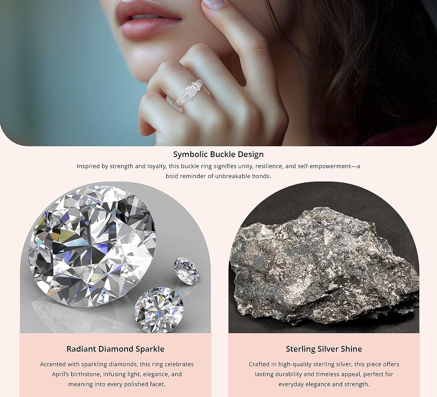 Diamond Buckle Ring in Platinum Over Sterling Silver Banner