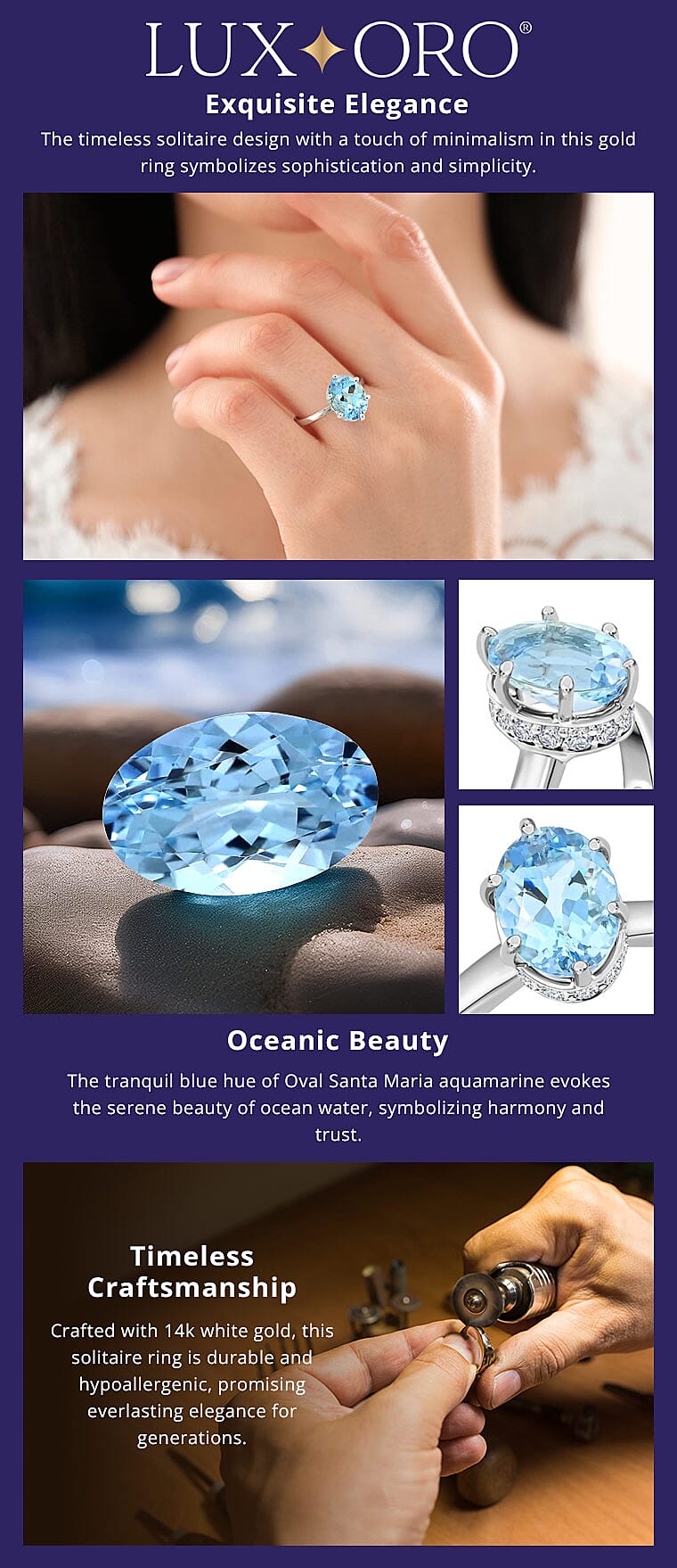 Luxoro Santa Maria Aquamarine Diamond Ring in 14K White Gold Banner