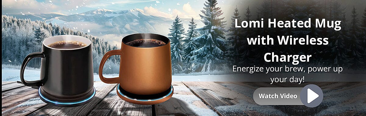 Lomi Heated Mug with Wireless Charger Banner