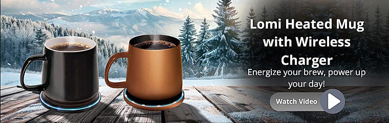 Lomi Heated Mug with Wireless Charger Banner