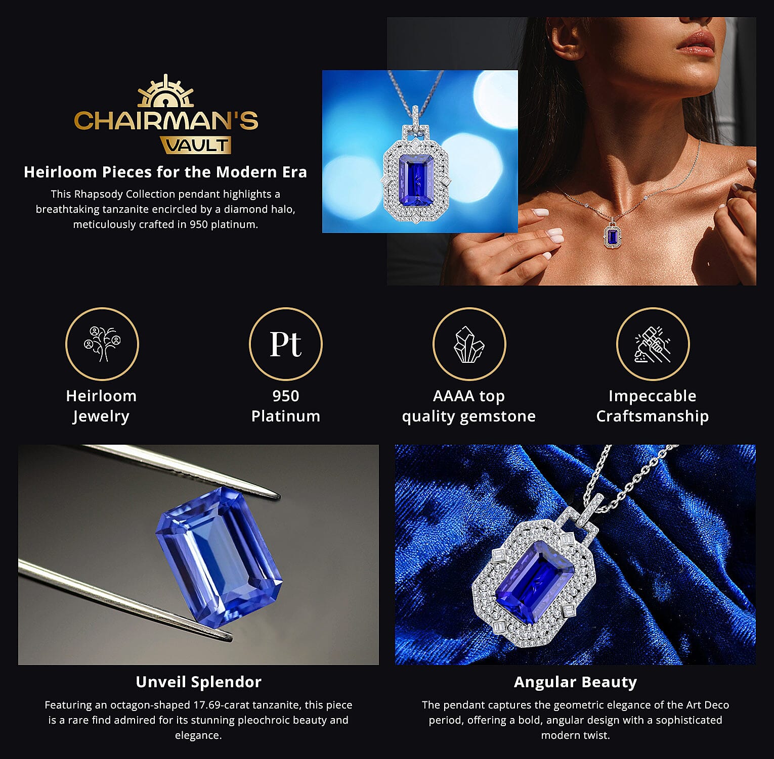 Chairman Vault Collection Rhapsody 950 Platinum Tanzanite and Diamond Necklace Banner