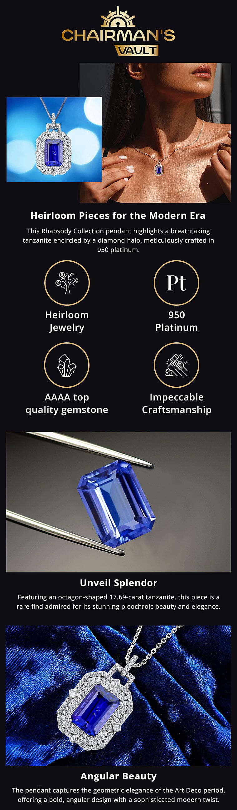 Chairman Vault Collection Rhapsody 950 Platinum Tanzanite and Diamond Necklace Banner