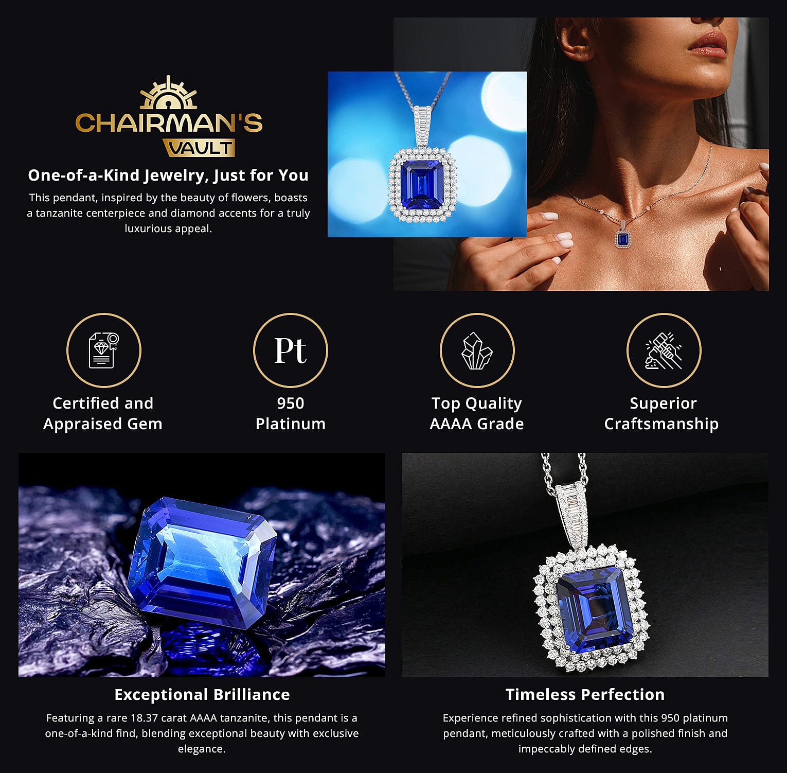 Chairman Vault Collection Rhapsody 950 Platinum Tanzanite and Diamond Necklace Banner