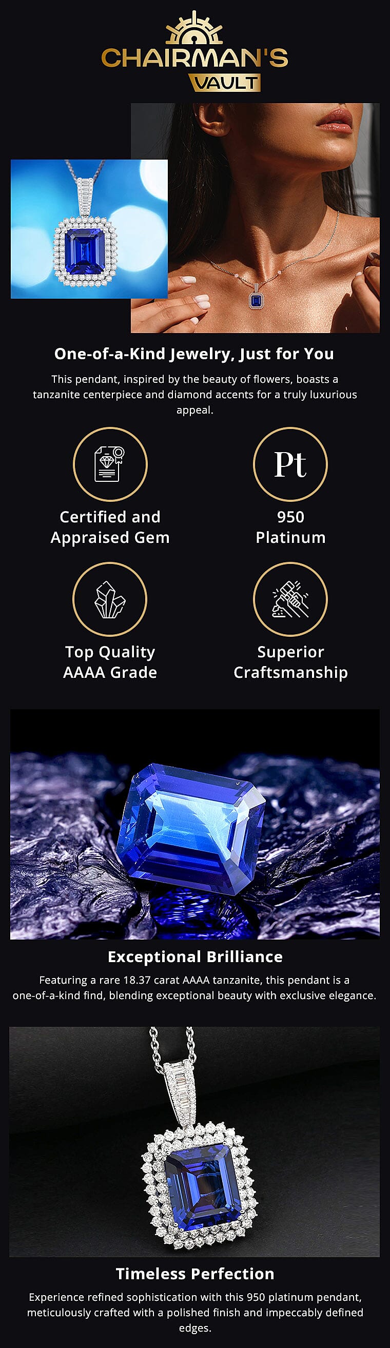 Chairman Vault Collection Rhapsody 950 Platinum Tanzanite and Diamond Necklace Banner