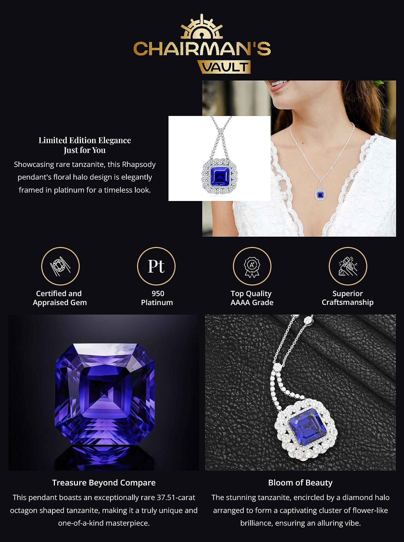 Chairman Vault Collection Rhapsody 950 Platinum Tanzanite and Diamond Necklace Banner