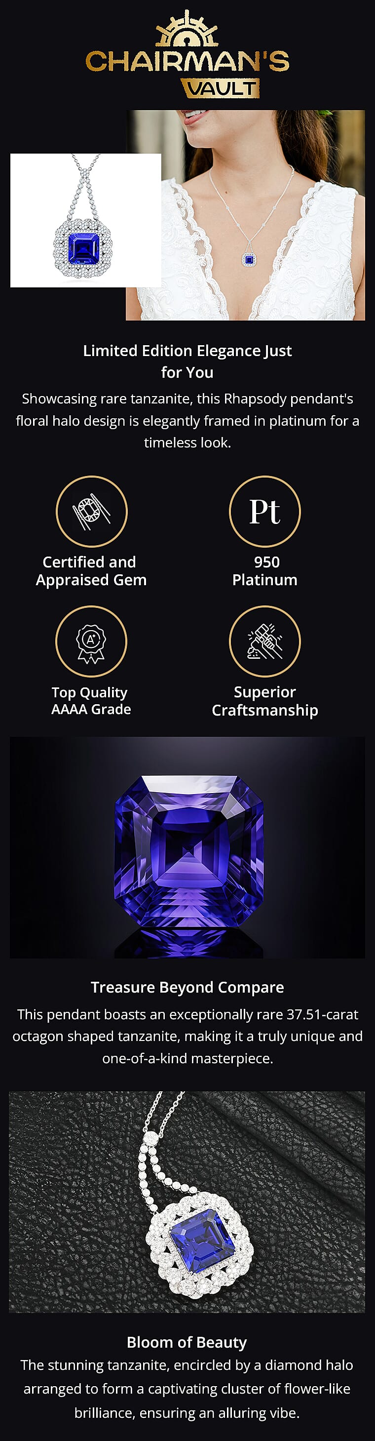 Chairman Vault Collection Rhapsody 950 Platinum Tanzanite and Diamond NecklaceBanner