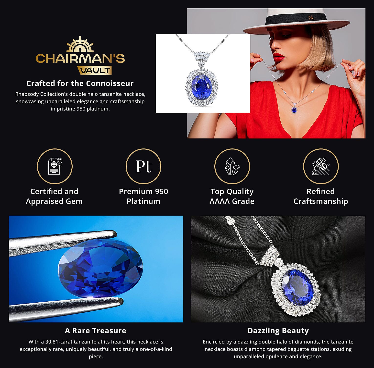 Chairman Vault Collection Rhapsody 950 Platinum Tanzanite and Diamond Necklace Banner