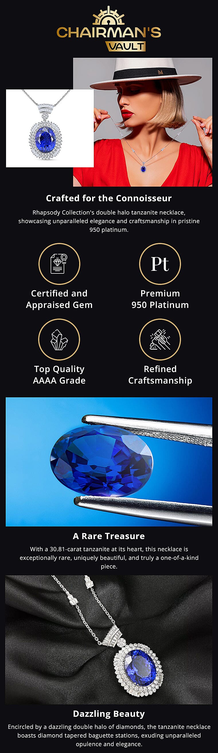 Chairman Vault Collection Rhapsody 950 Platinum Tanzanite and Diamond Necklace Banner