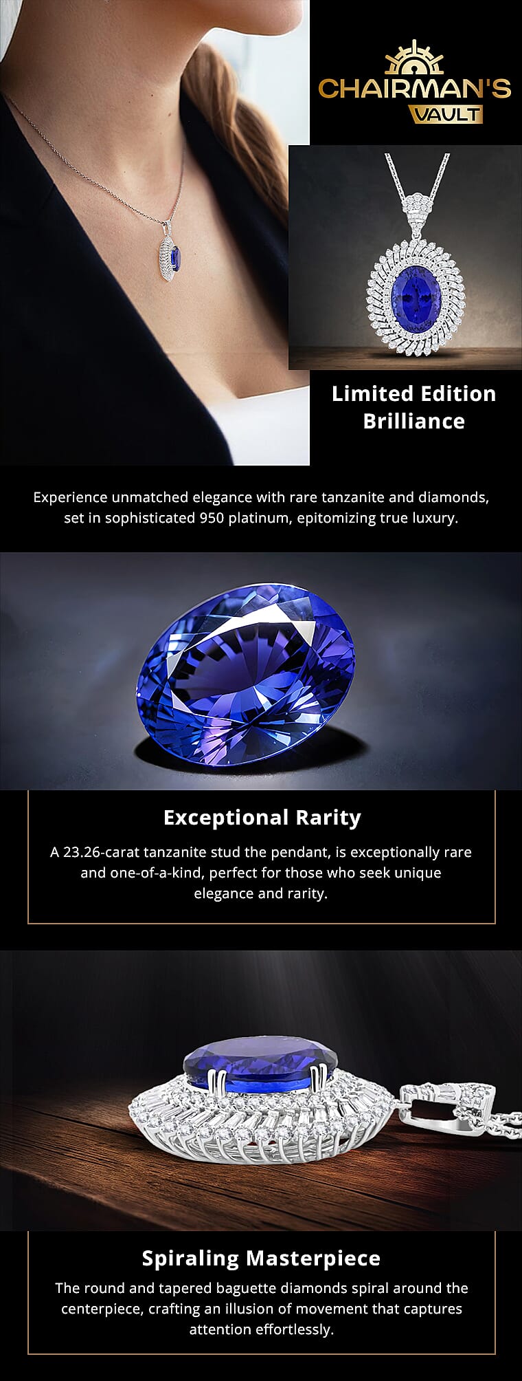 Chairman Vault Collection Rhapsody 950 Platinum Tanzanite and Diamond Pendant Necklace_2Banner