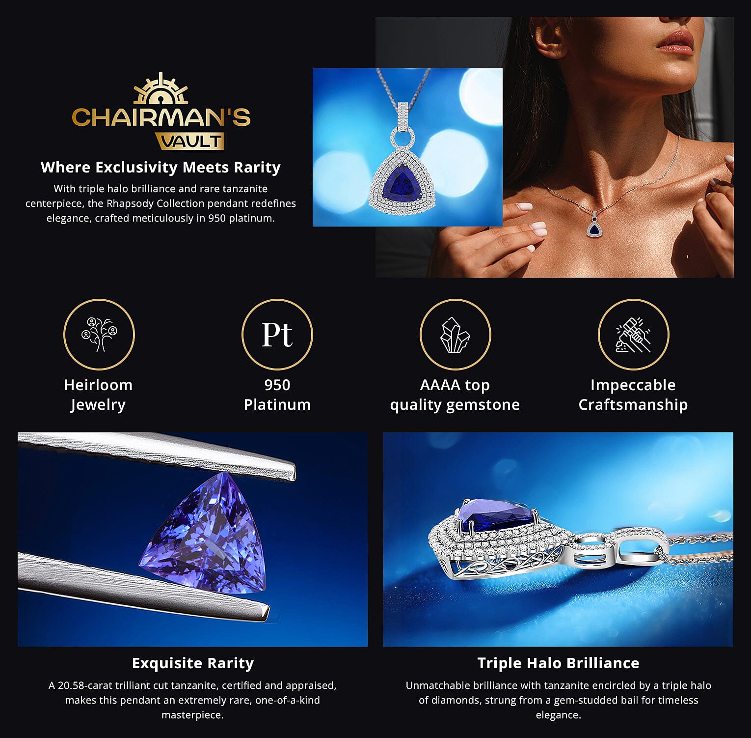 Chairman Vault Collection Rhapsody 950 Platinum Tanzanite and Diamond Necklace Banner