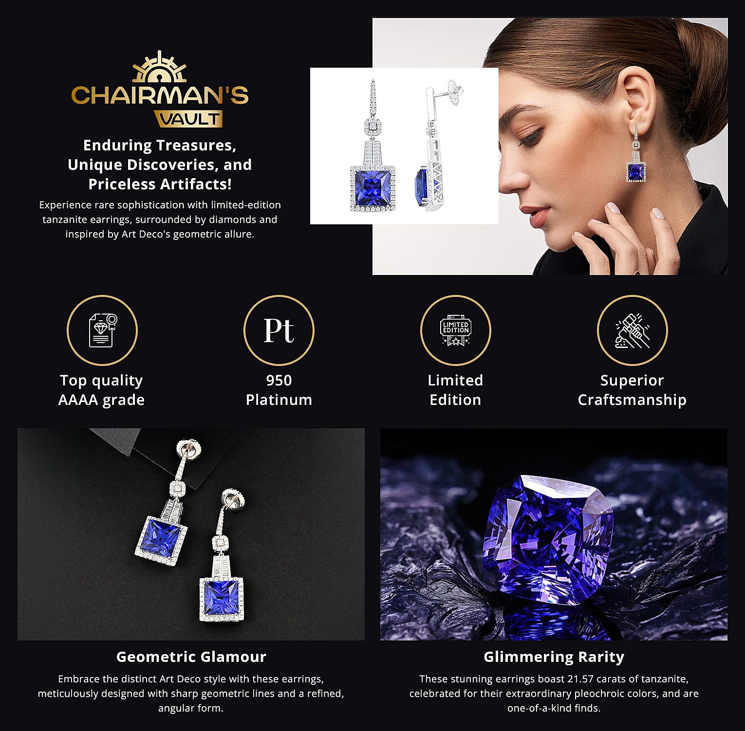 Tanzanite and Diamond Dangle Earrings Banner