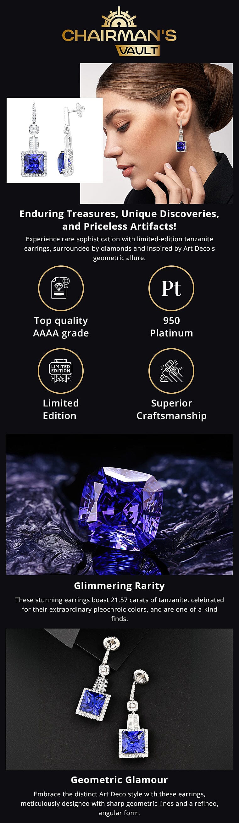 Tanzanite and Diamond Dangle Earrings Banner