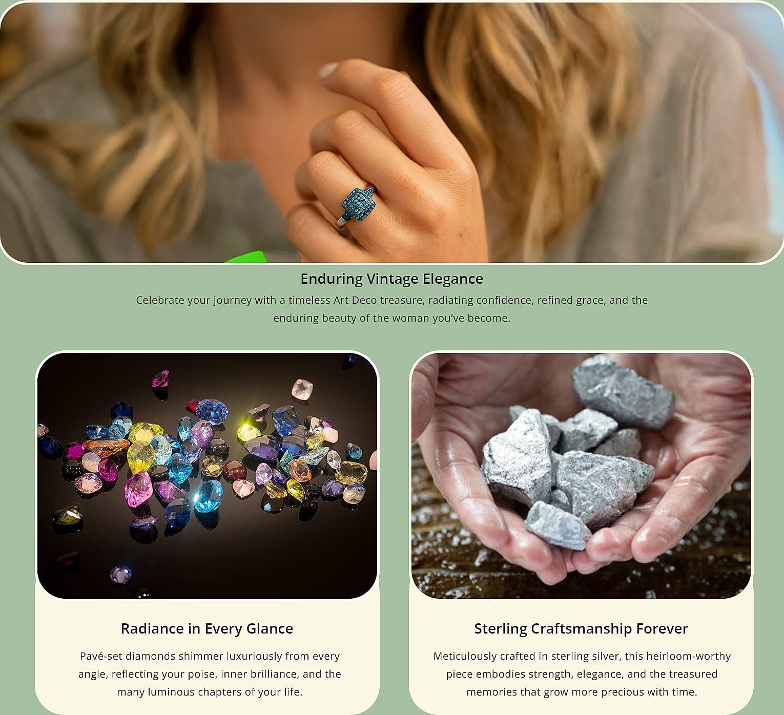 Blue Diamond 0.50 ctw Art Deco Ring in Platinum Over Sterling Silver Banner