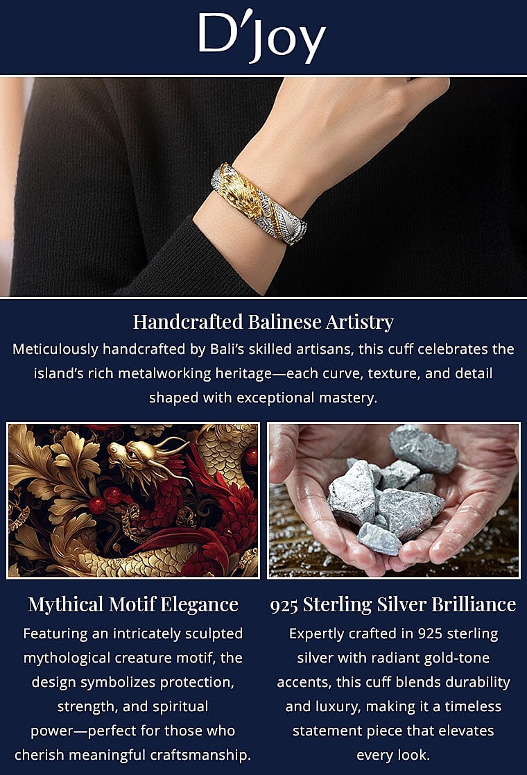 Bali Legacy Dragon Cuff Bracelet in 22K Vermeil YG Over and Sterling Silver Banner