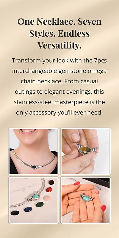 Interchangeable Multi Gemstone Omega Chain Necklace Banner